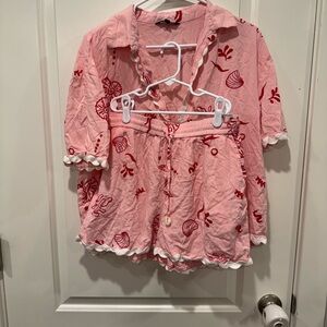 Women's Pink Shell-Print Short Pajama Set
